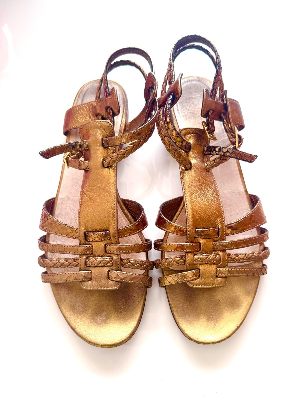 ♥️ DIOR GOLD METALLIC LEATHER GLADIATOR SANDAL FIR SUMMER